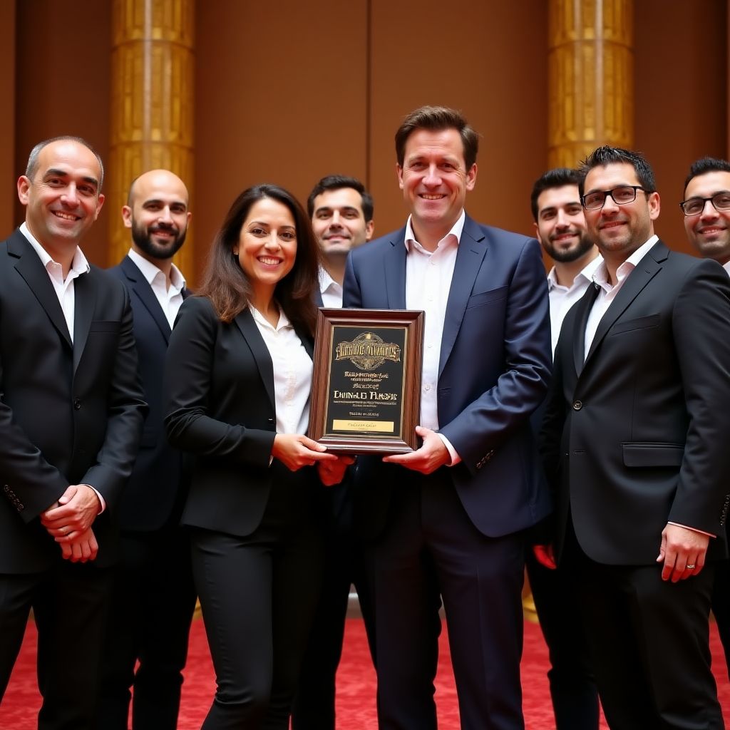 Equipo de FinArg recibiendo premio a la excelencia